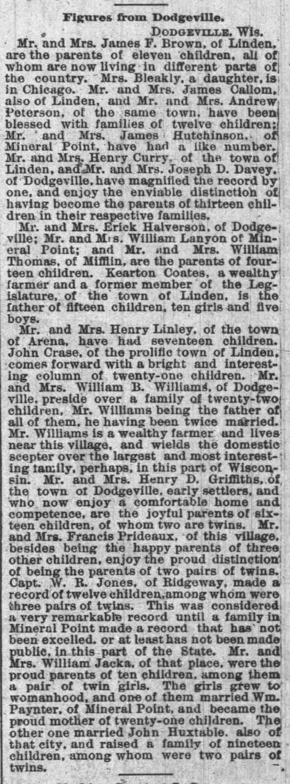 James F Brown of Dodgeville, Wisconsin